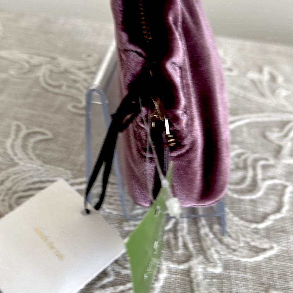 Kate Spade NWT Plum Velvet Mini Marcy Dawn Clutch Bag with Ruffle Detail - Picture 4 of 12